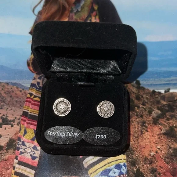 Diamond Multi-Halo Stud Earrings 1/10 ct t.w. In Sterling Silver - Picture 2 of 6